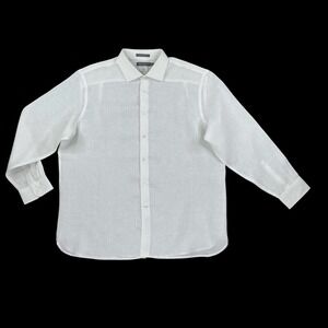 Daniel Cremieux Shirt Men XXL White Button Down Albini Fabric Linen Long Sleeve